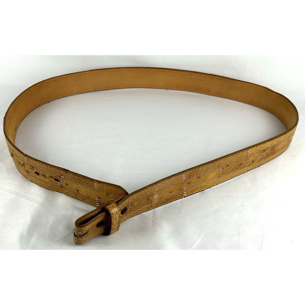 Tony Lama Light Brown Tan Genuine Ostrich Leather Western Belt Mens Size 38 USA